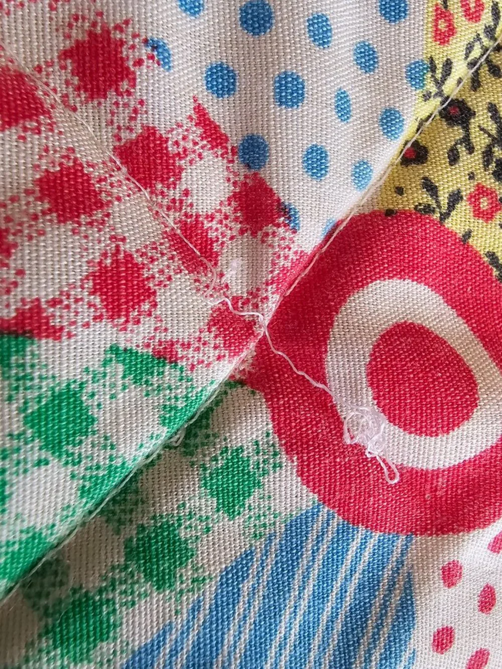 Vintage Handmade Baby Patchwork Quilt Primary Colors Red Yellow Duck 43.5
